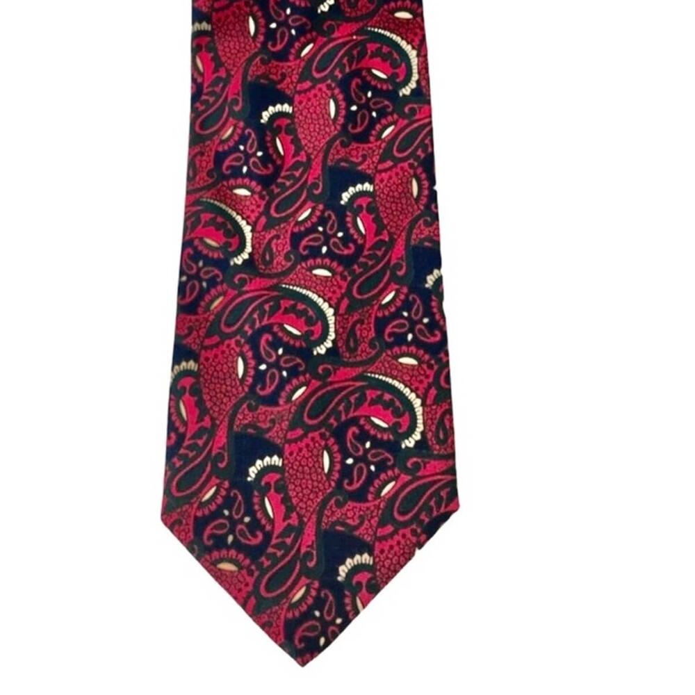 Robert Talbott Maroon Blue & White Paisley Silk Tie Hand Sewn